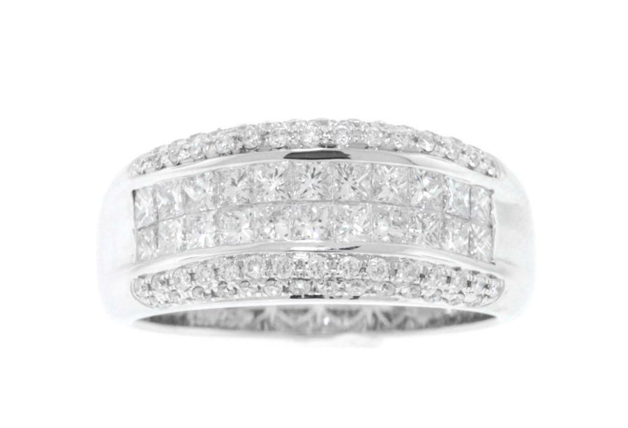 1.07ct Princess Diamond Anniversary Band Ring 18k White Gold