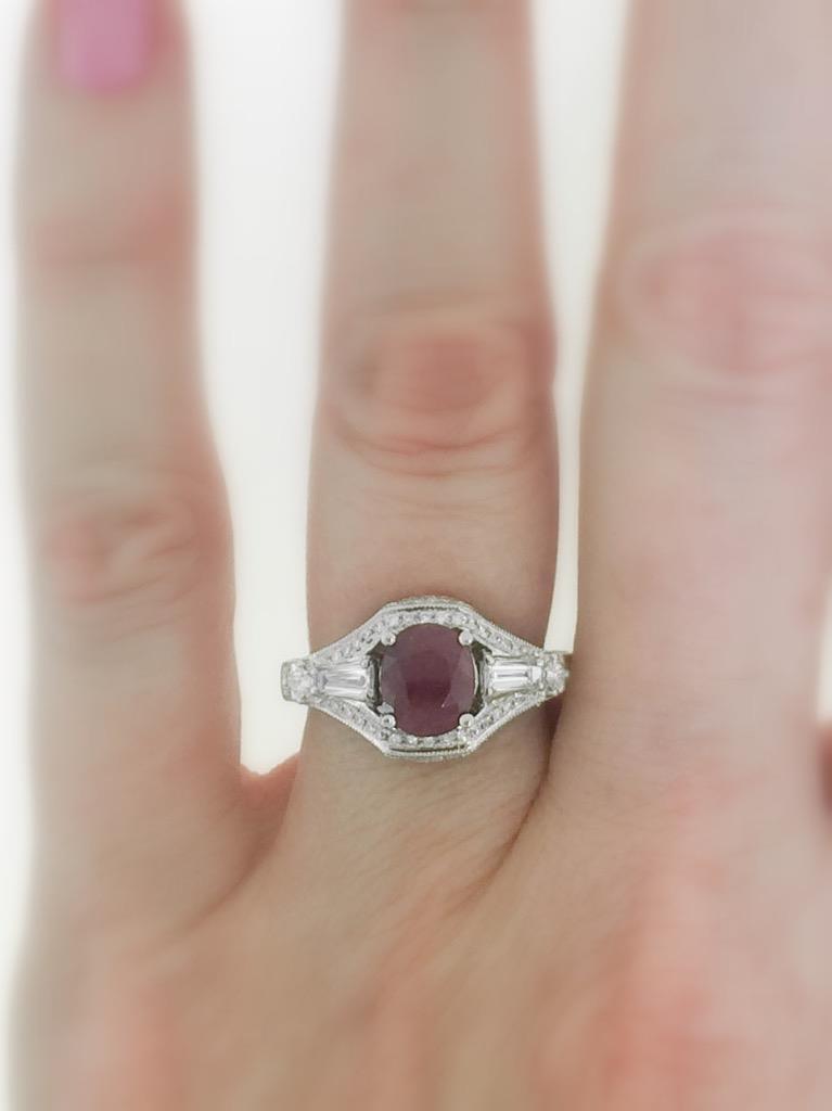 2.38ct Ruby and Diamond Ring 18k White Gold