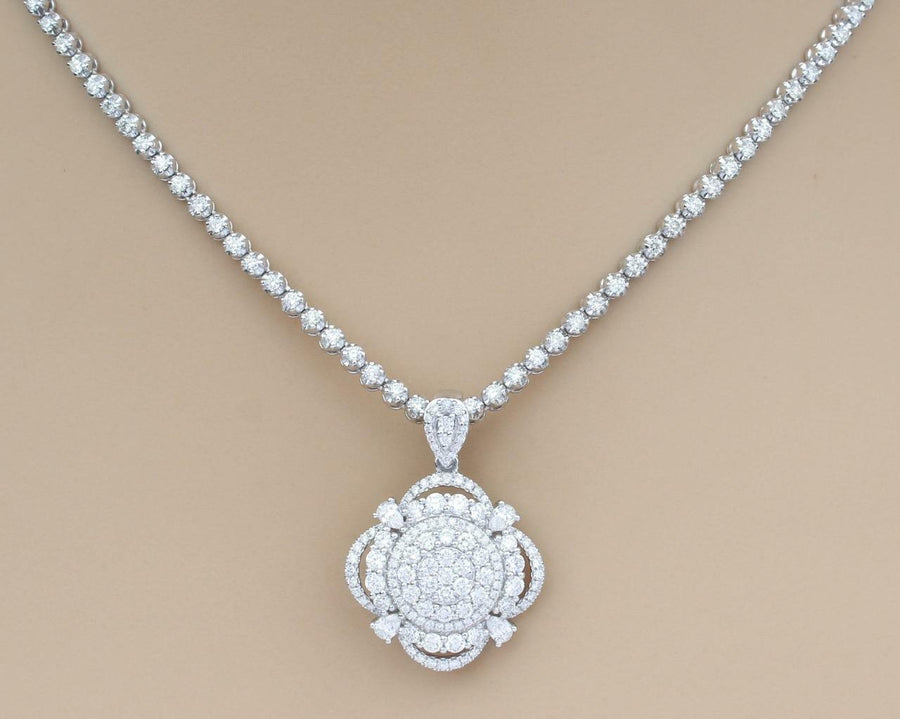 Diana Necklace | 6.50ct Diamond Detachable Pendant on Diamond Tennis Necklace