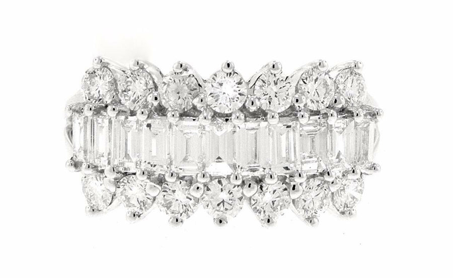 1.47ct Baguette Diamond Ring 18k White Gold Anniversary Band