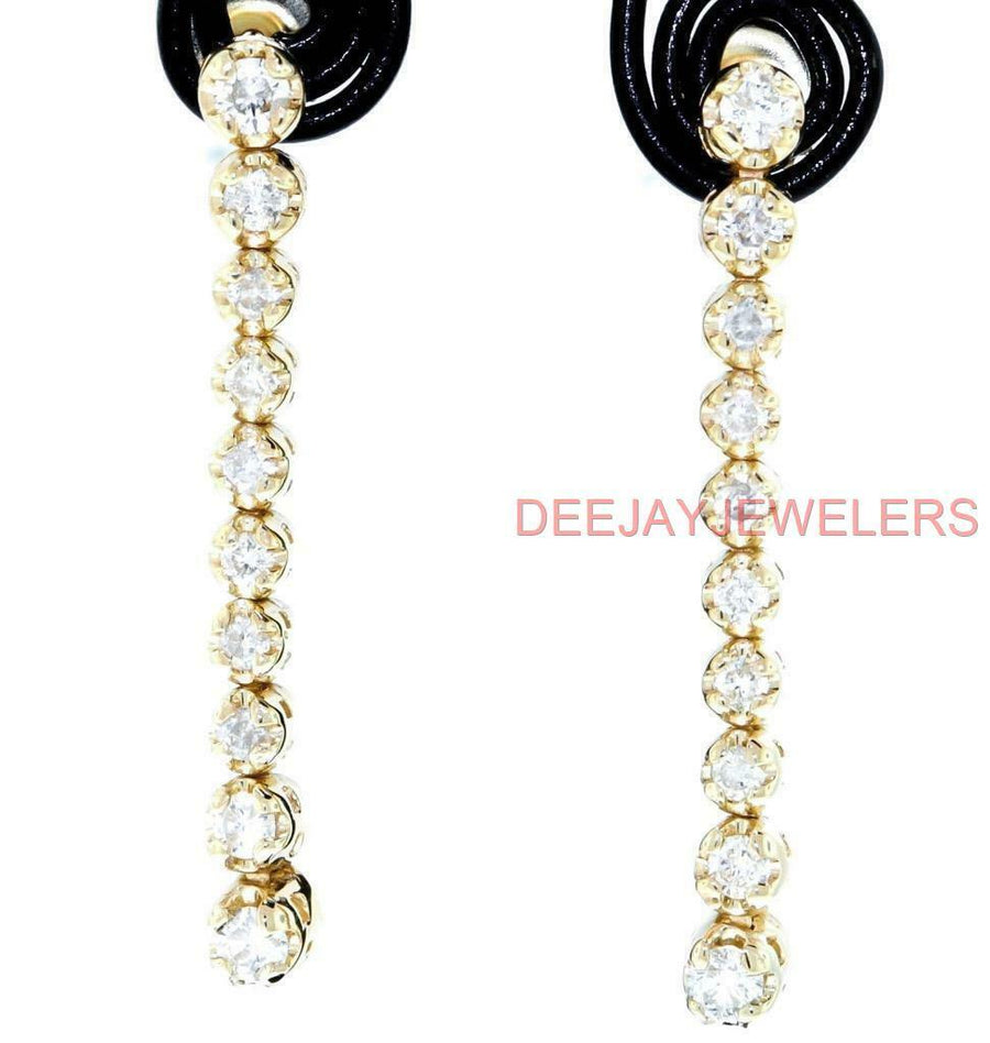 1.20ct Diamond Dangle Tennis Earrings 14k Yellow Gold