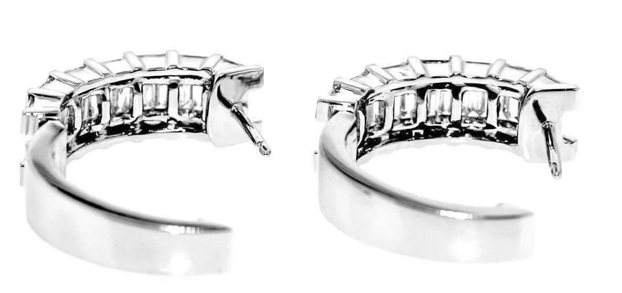 1.77ct Baguette Diamond Hoop Earrings 18k White Gold