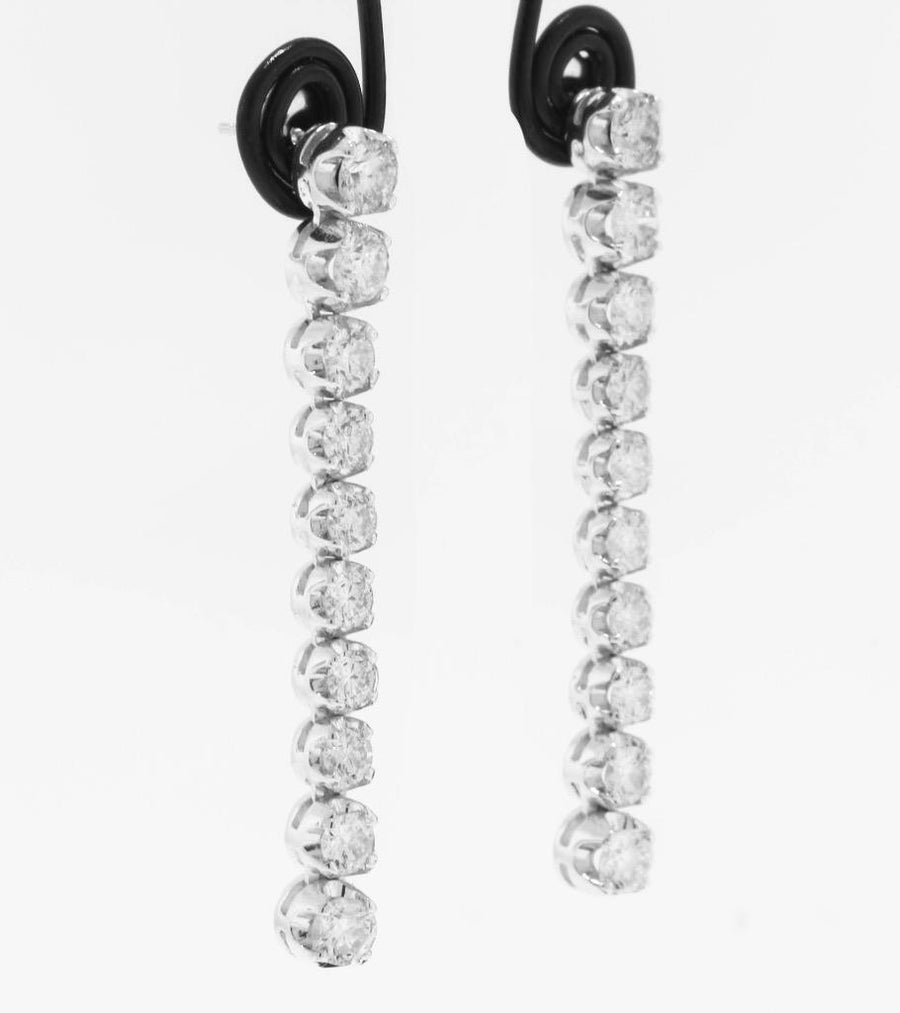 3.60ct Diamond Tennis Dangle Earrings 14k White Gold