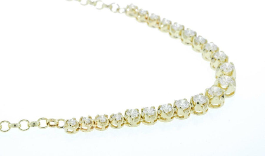 3.80ct Diamond Half Tennis Necklace 14k Yellow Gold