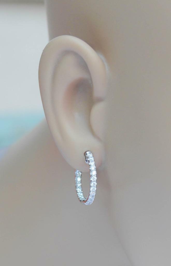 0.81ct Diamond Inside Out Round Hoop Earrings 18k White Gold