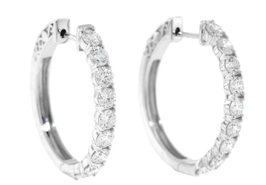 2ct Oval Diamond Hoop Earrings 18k White Gold