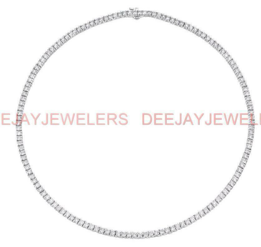 14ct VS Diamond Tennis Necklace Box-Link Eternity 14k White Gold 16 inch