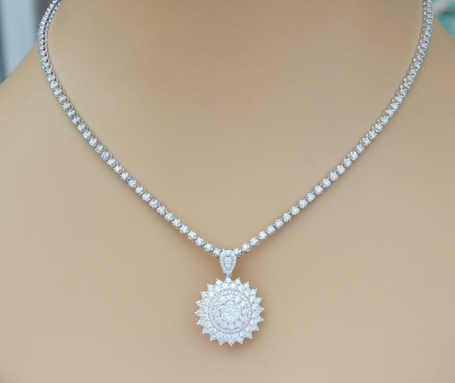 Kate Necklace | 6.51ct Diamond Detachable Pendant on Diamond Tennis Necklace