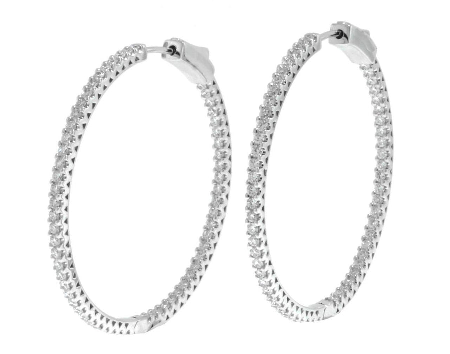 1.61ct Diamond Inside Out Hoop Earrings Large 18k White Gold