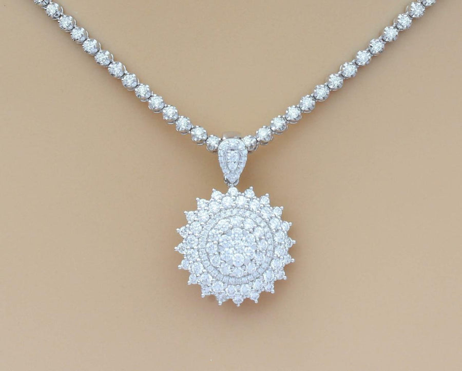 Kate Necklace | 6.51ct Diamond Detachable Pendant on Diamond Tennis Necklace