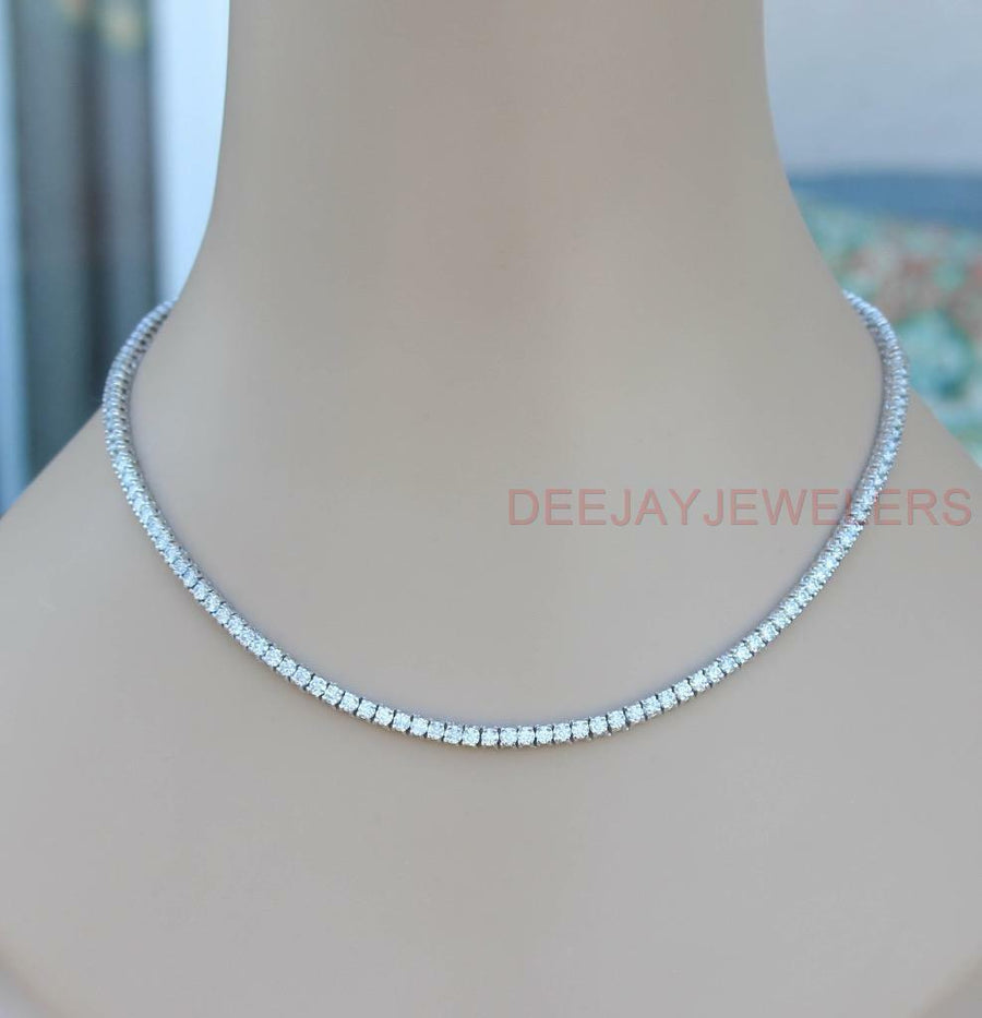 14ct VS Diamond Tennis Necklace Box-Link Eternity 14k White Gold 16 inch