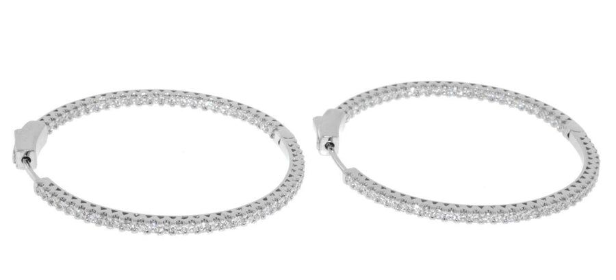 1.61ct Diamond Inside Out Hoop Earrings Large 18k White Gold