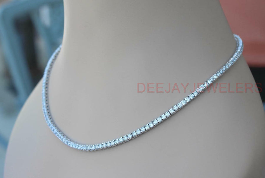 14ct VS Diamond Tennis Necklace Box-Link Eternity 14k White Gold 16 inch
