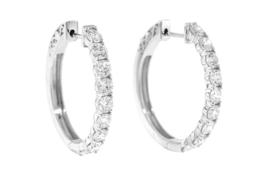 2ct Oval Diamond Hoop Earrings 18k White Gold