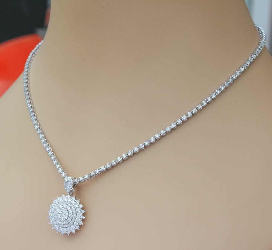 Kate Necklace | 6.51ct Diamond Detachable Pendant on Diamond Tennis Necklace