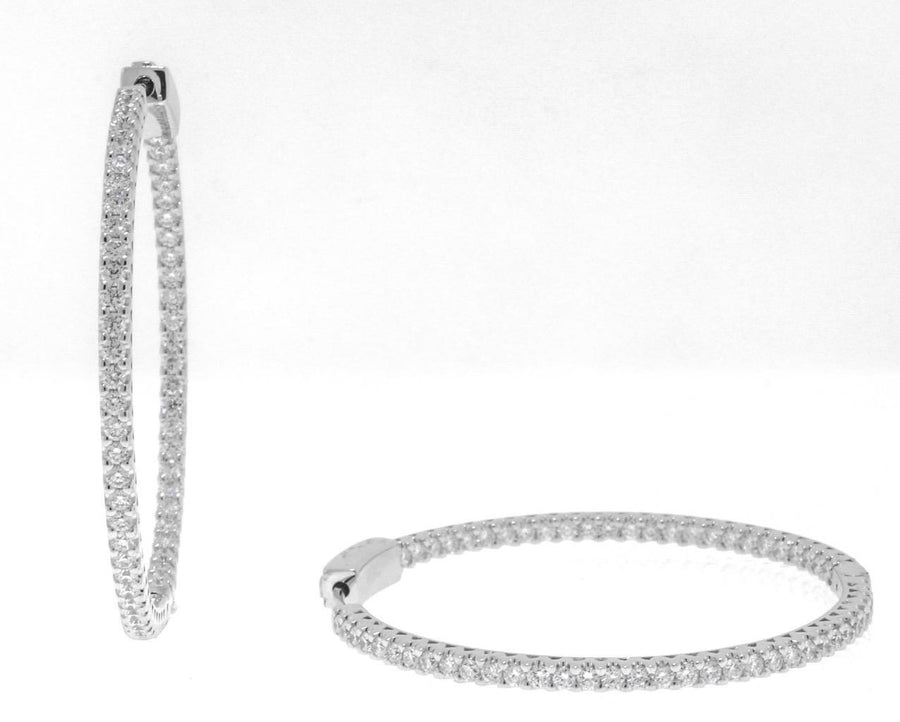 1.61ct Diamond Inside Out Hoop Earrings Large 18k White Gold
