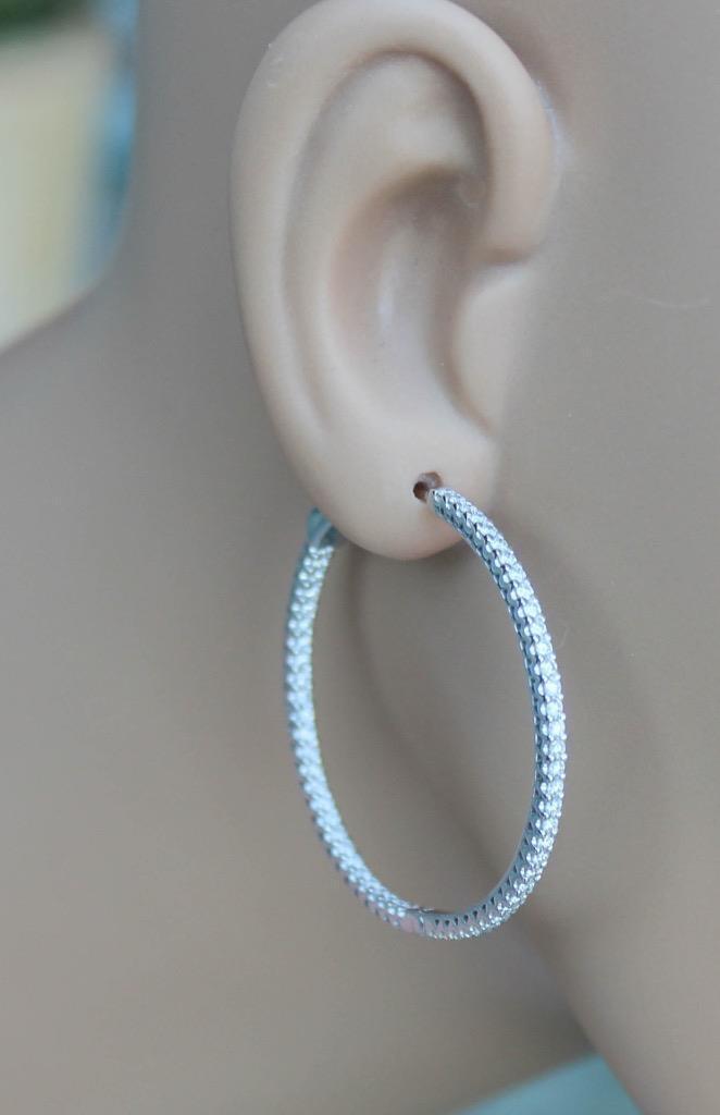 1.61ct Diamond Inside Out Hoop Earrings Large 18k White Gold