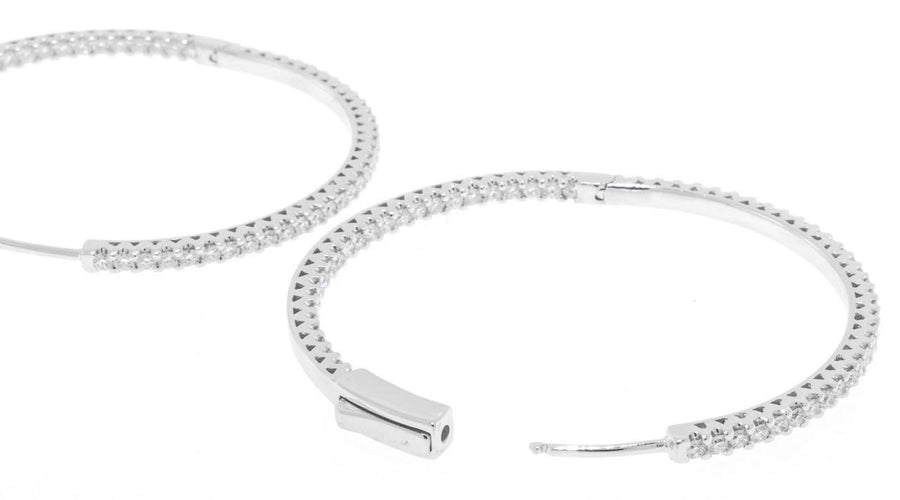 1.61ct Diamond Inside Out Hoop Earrings Large 18k White Gold