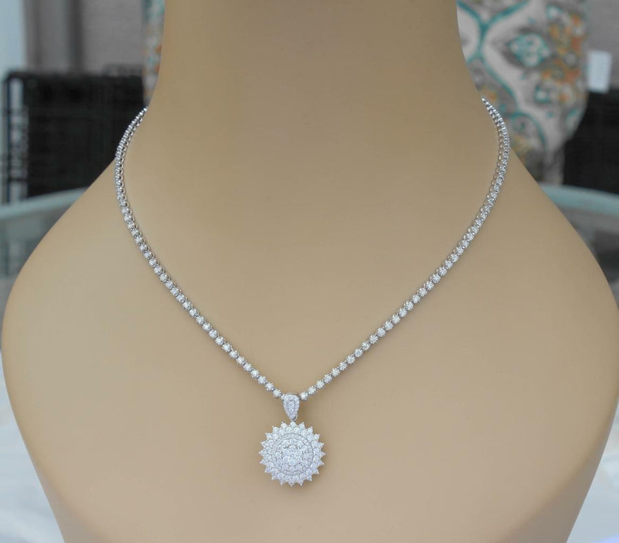 Kate Necklace | 6.51ct Diamond Detachable Pendant on Diamond Tennis Necklace