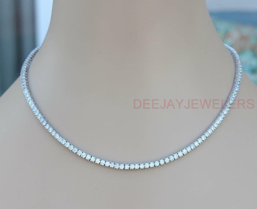 14ct VS Diamond Tennis Necklace Box-Link Eternity 14k White Gold 16 inch